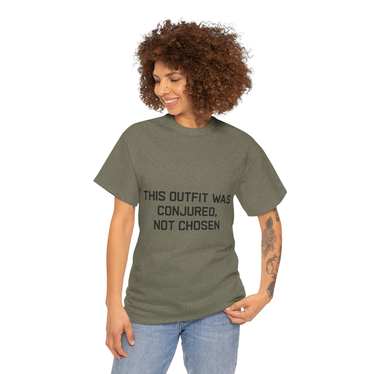 Unisex Heavy Cotton Tee - 'This Outfit Was Conjured, Not Chosen' - Funny Halloween T-shirt