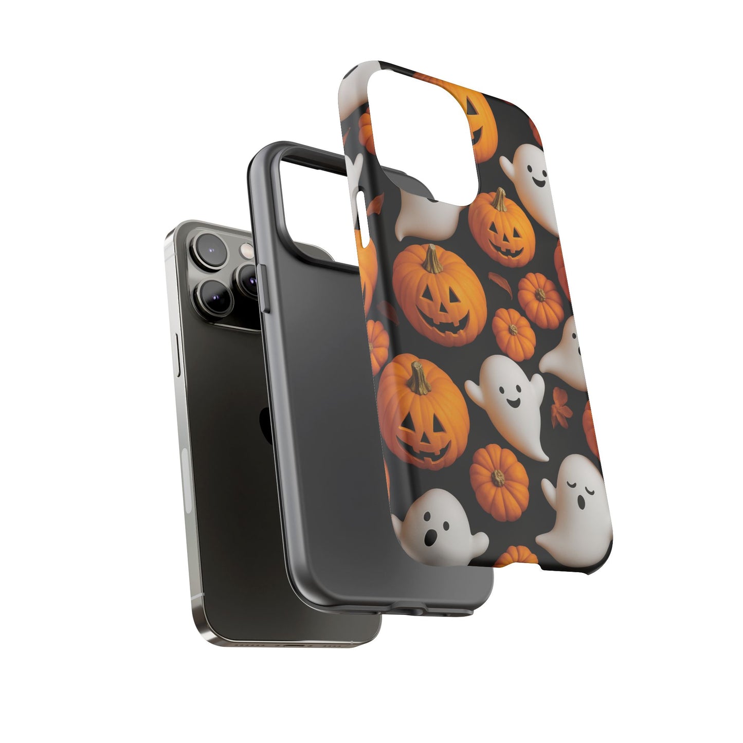 Halloween Phone Case, Spooky Ghosts and Pumpkins Design