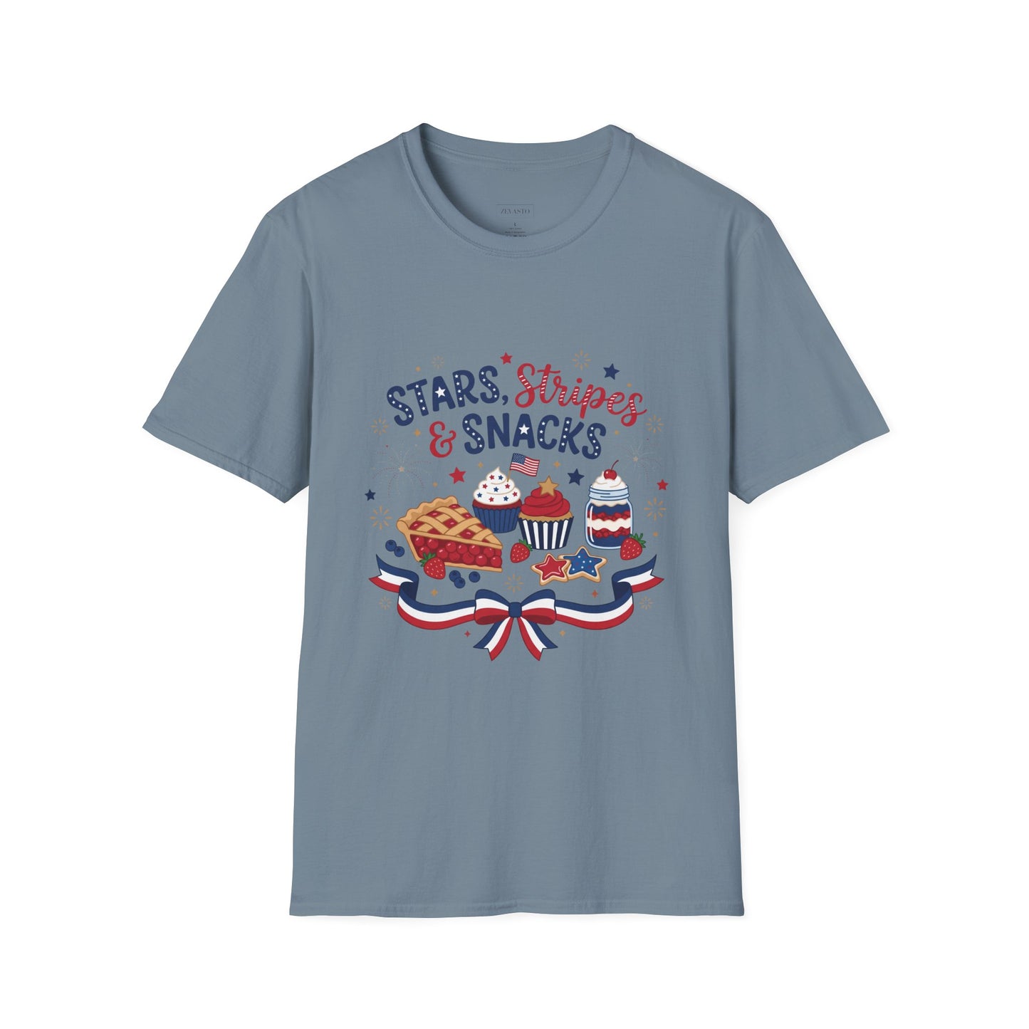 Stars, Stripes & Snacks T-Shirt — 4th of July Patriotic Dessert Tee