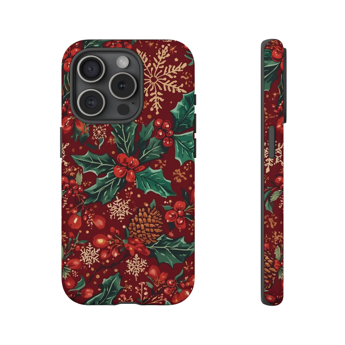Christmas Floral Phone Case, Dual Layer Case for Iphone & Samsung