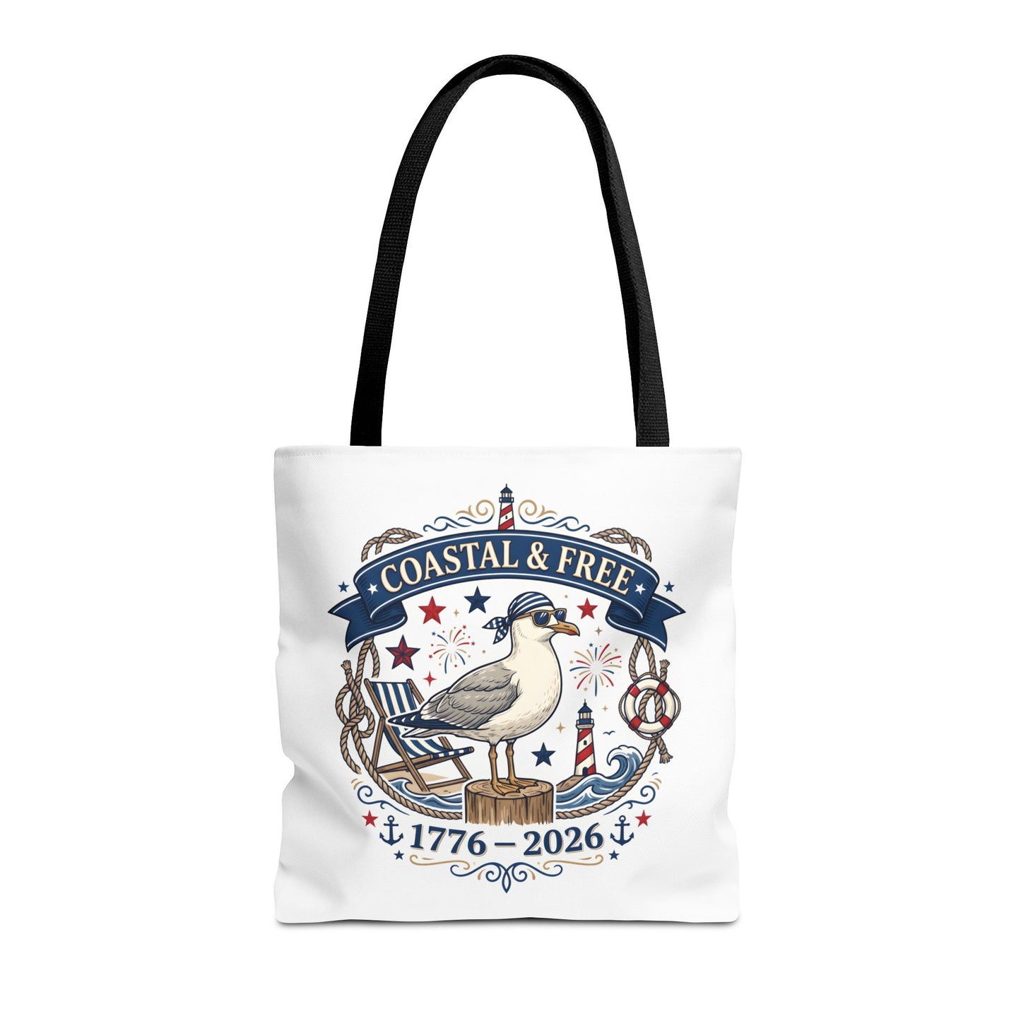 Coastal & Free Seagull Tote Bag — Patriotic 4th of July Beach Tote