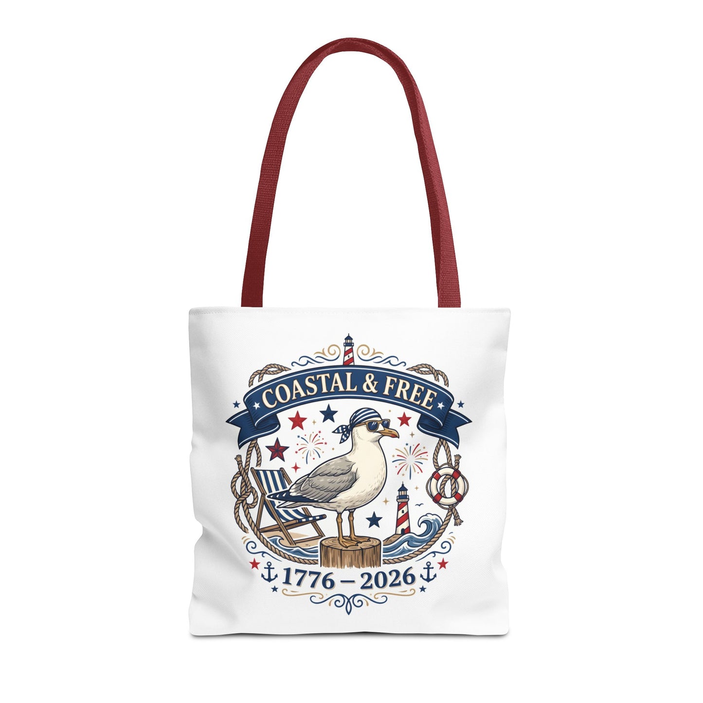Coastal & Free Seagull Tote Bag — Patriotic 4th of July Beach Tote