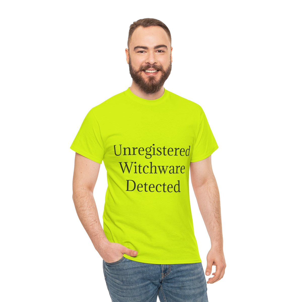 Unisex Heavy Cotton Tee - Unregistered Witchware Detected, Witchy Apparel, Halloween Tee