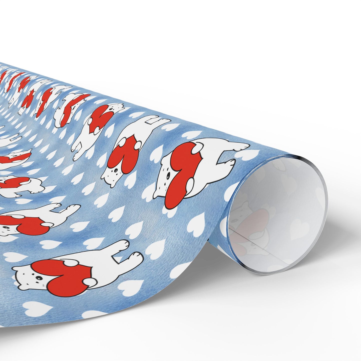 Valentine's Day Wrapping Paper — Cute Polar Bear Holding Heart Pattern (Valentine’s/Gift Wrap)