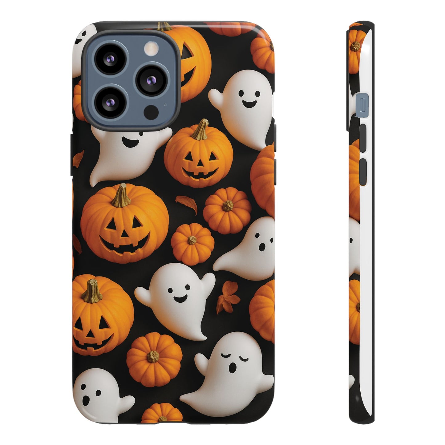 Halloween Phone Case, Spooky Ghosts and Pumpkins Design