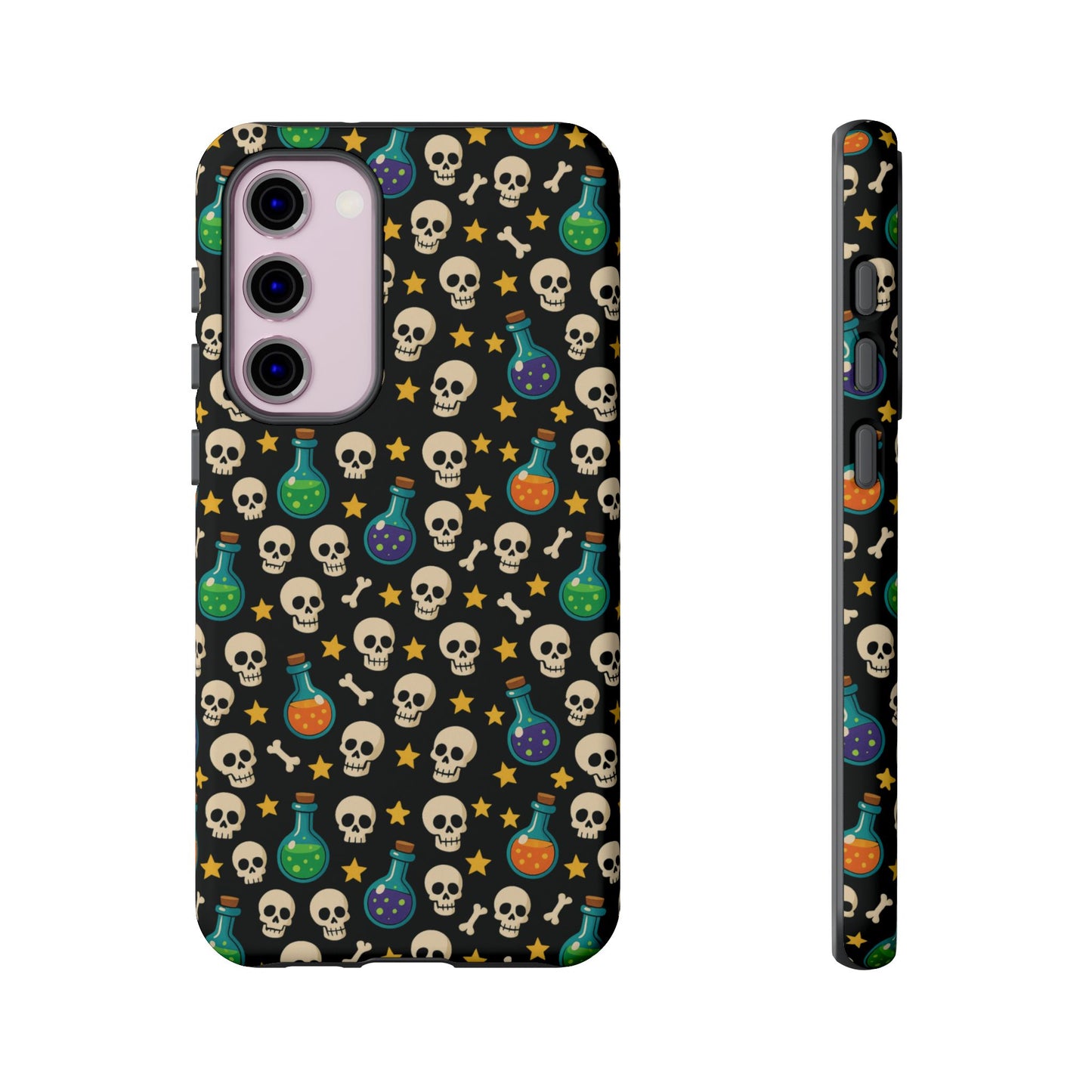 Skull & Potion Phone Case, Trendy Cell Phone Cover, Halloween Gift, Gothic Phone Accessory, Spooky Style Case, Tough Cases