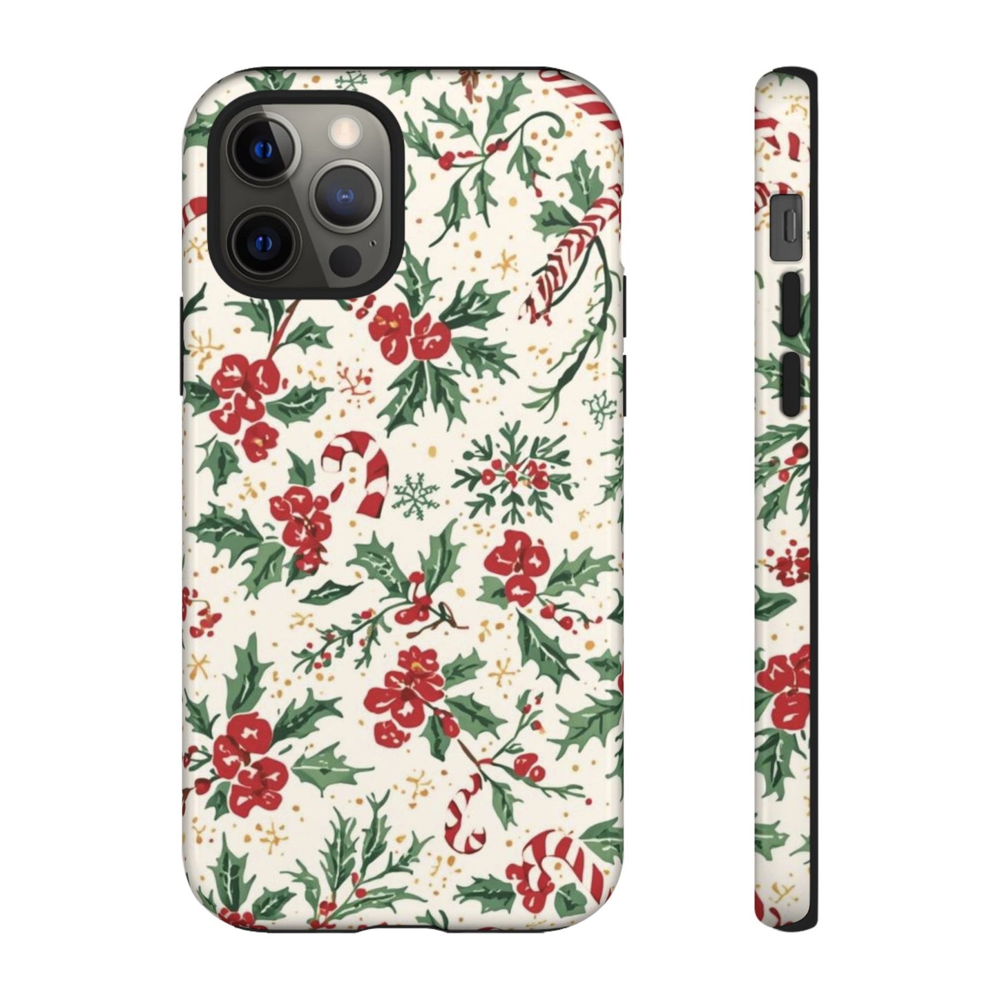 Christmas Themed Phone Case, Festive Floral Dual Layer Phone Case for Iphone 17, 16, 15, 14, 13, 12, 11 & Samsung