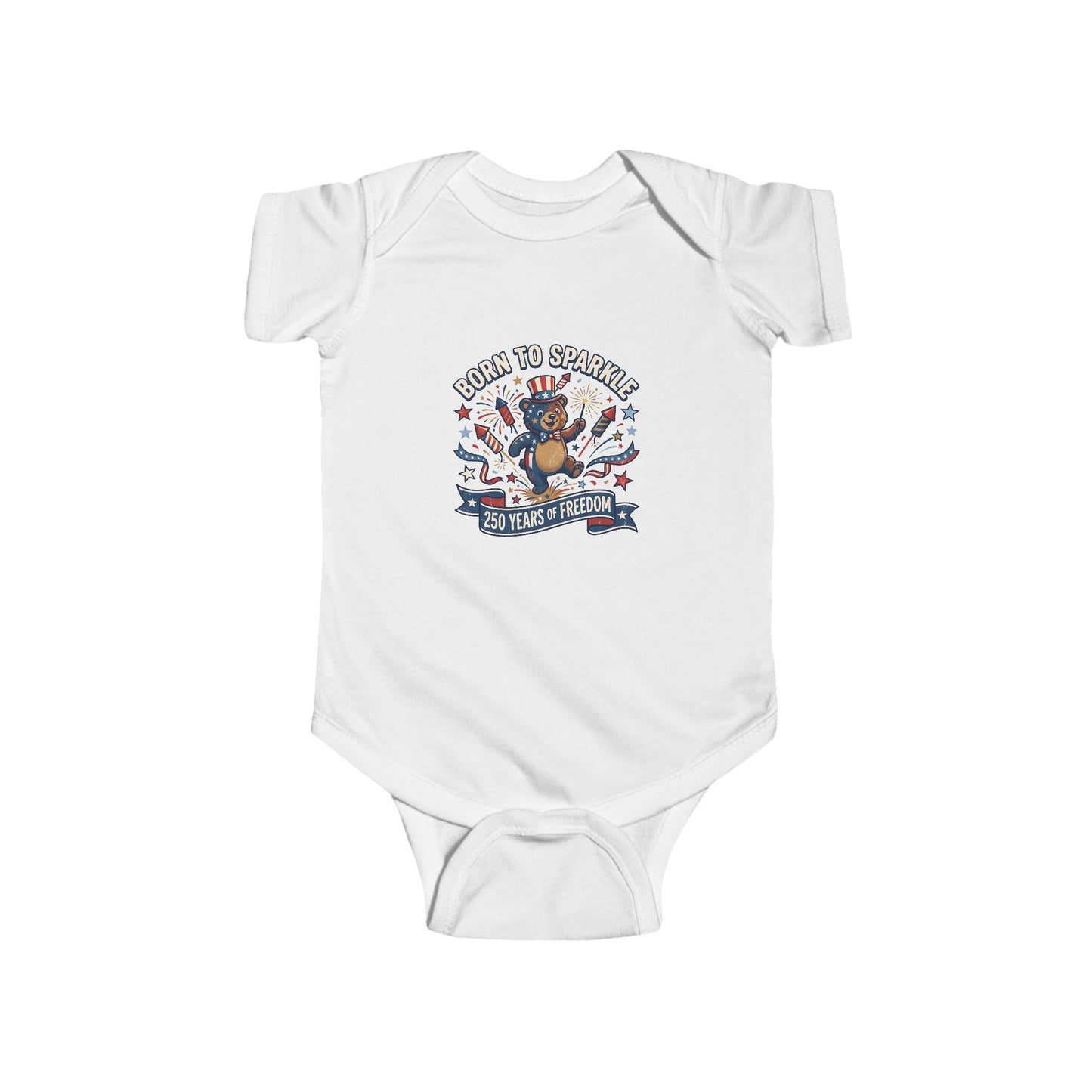 Infant Bodysuit - 'Born to Sparkle' Patriotic Baby Onesie