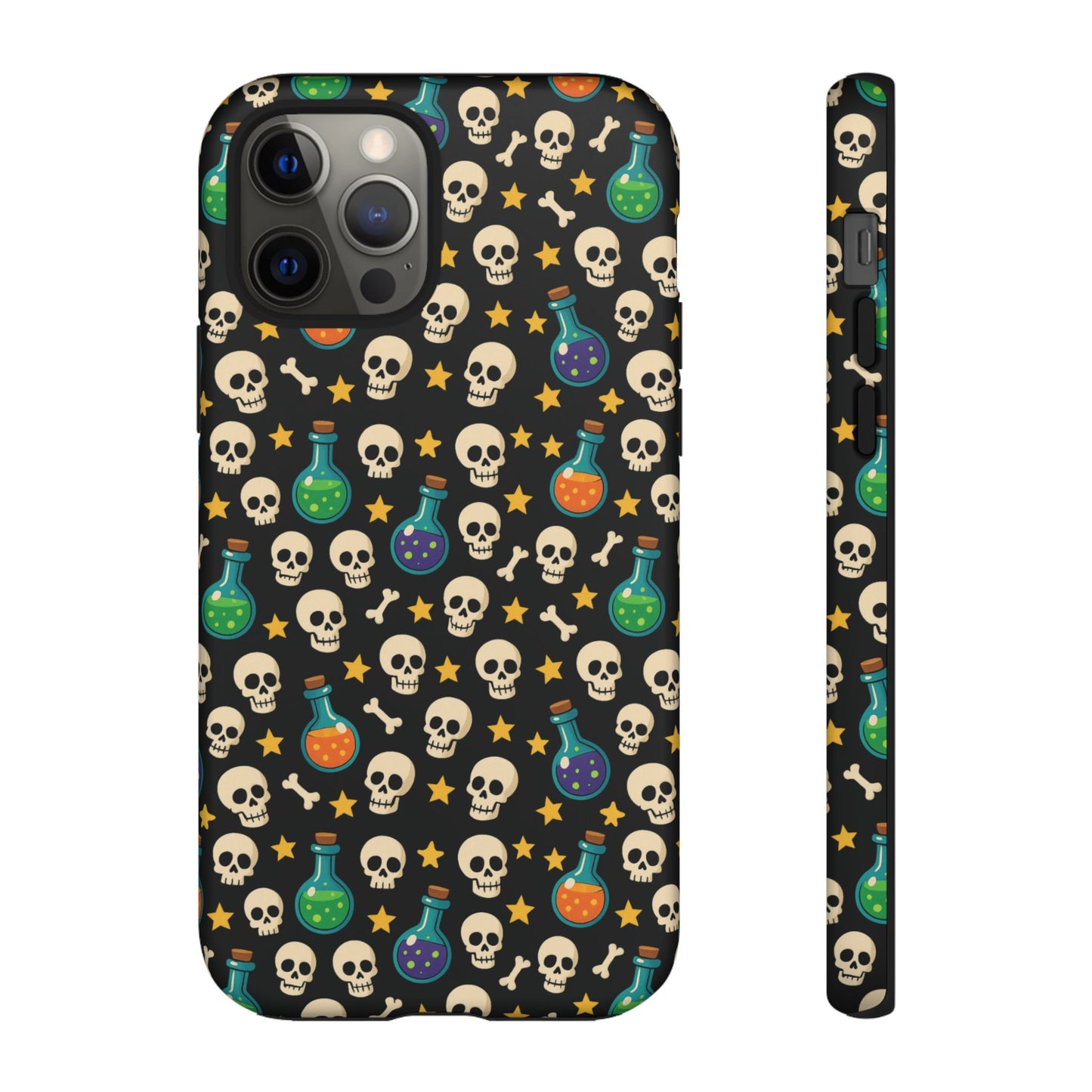 Skull & Potion Phone Case, Trendy Cell Phone Cover, Halloween Gift, Gothic Phone Accessory, Spooky Style Case, Tough Cases