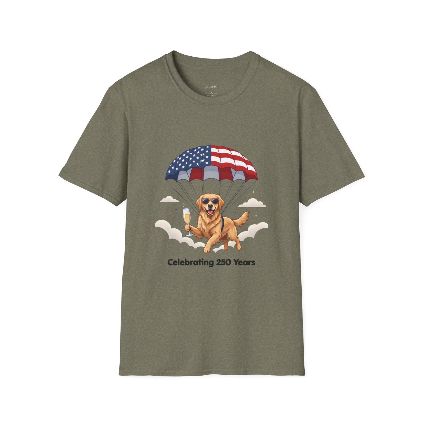 Patriotic Golden Retriever T-Shirt — "Celebrating 250 Years"