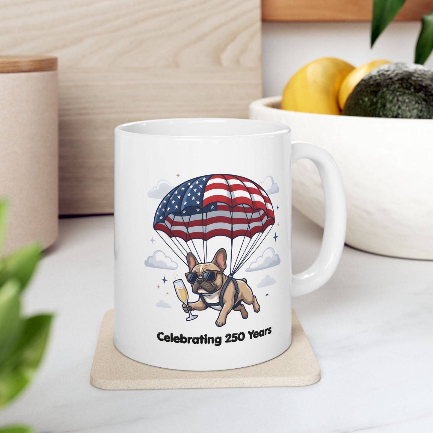 Patriotic French Bulldog Ceramic Mug