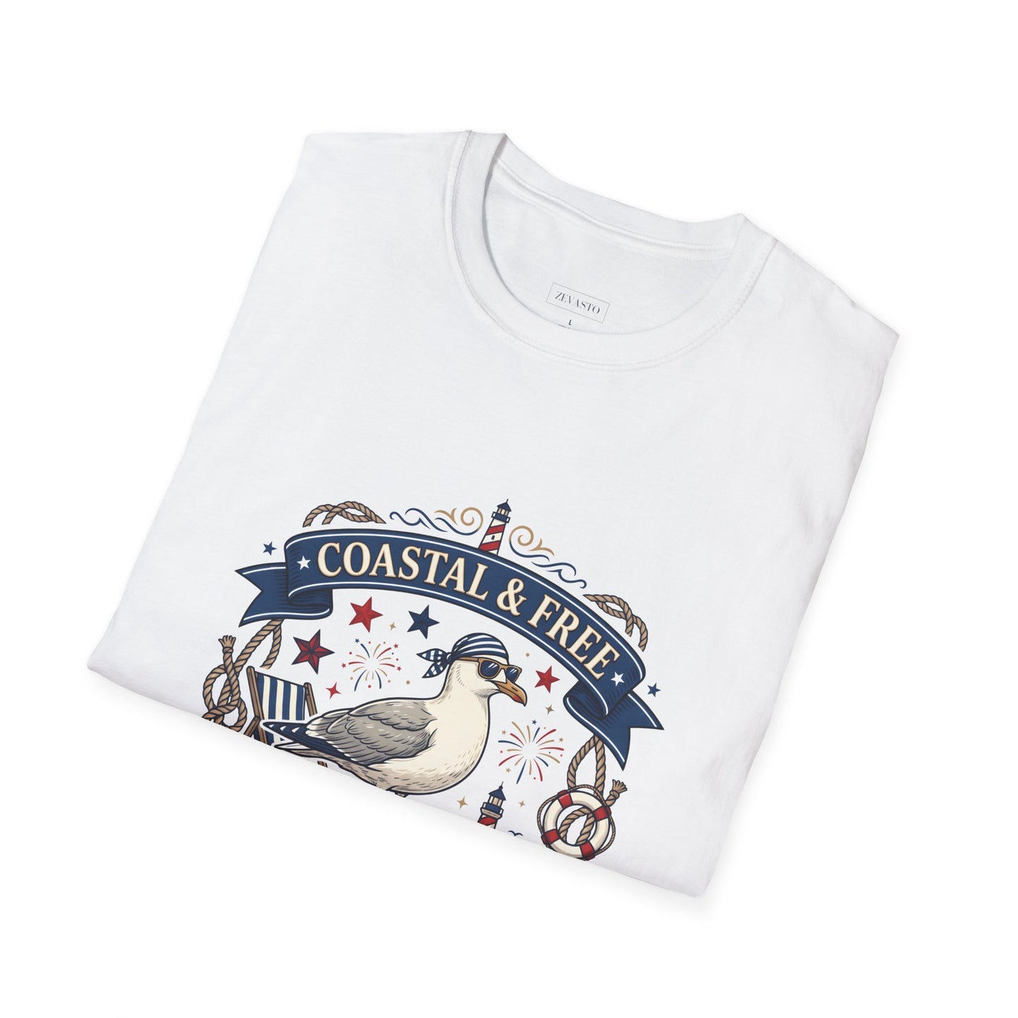 Coastal & Free Seagull T-Shirt — Patriotic 4th of July Tee