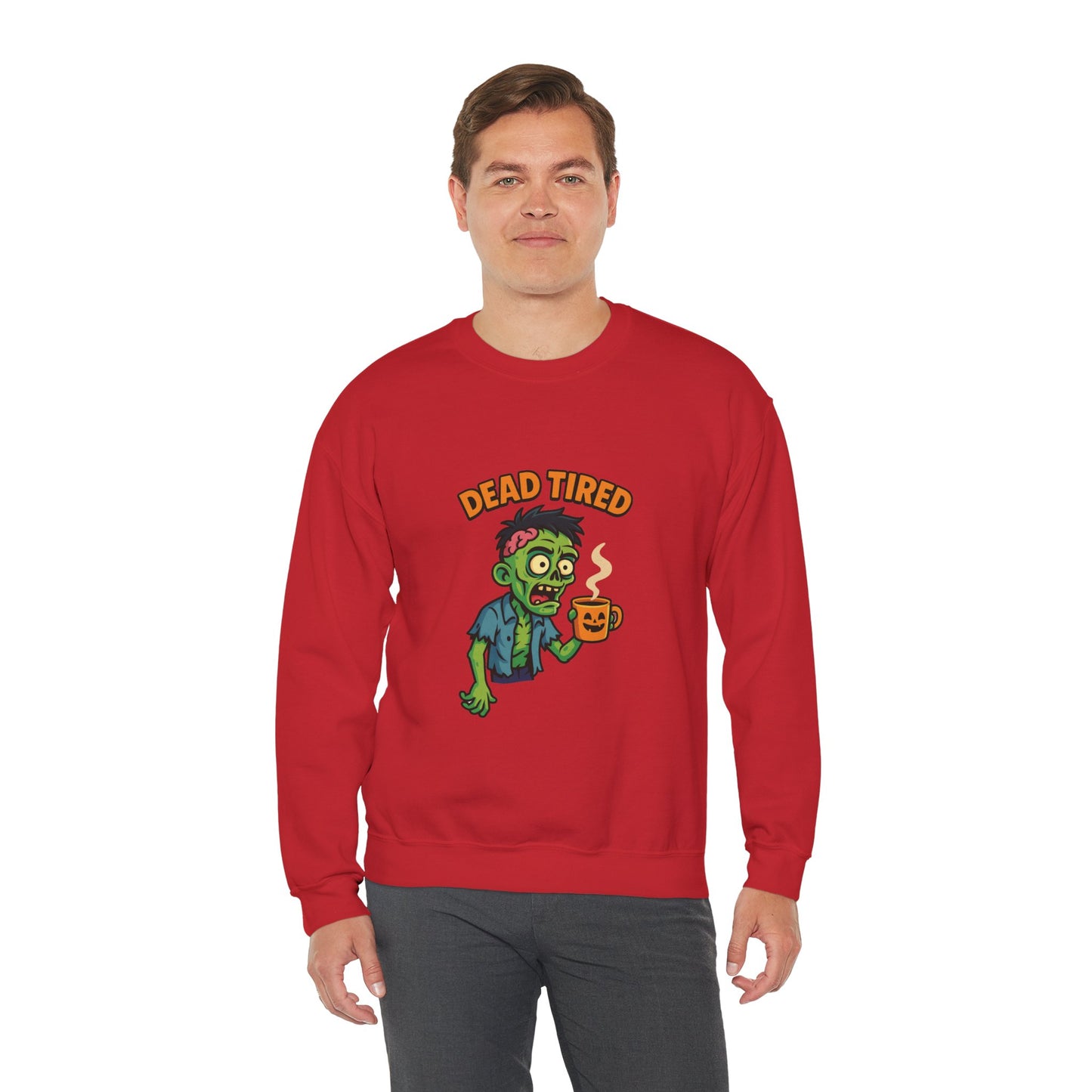 Dead Tired Zombie Sweatshirt, Funny Halloween Crewneck, Spooky Season Apparel