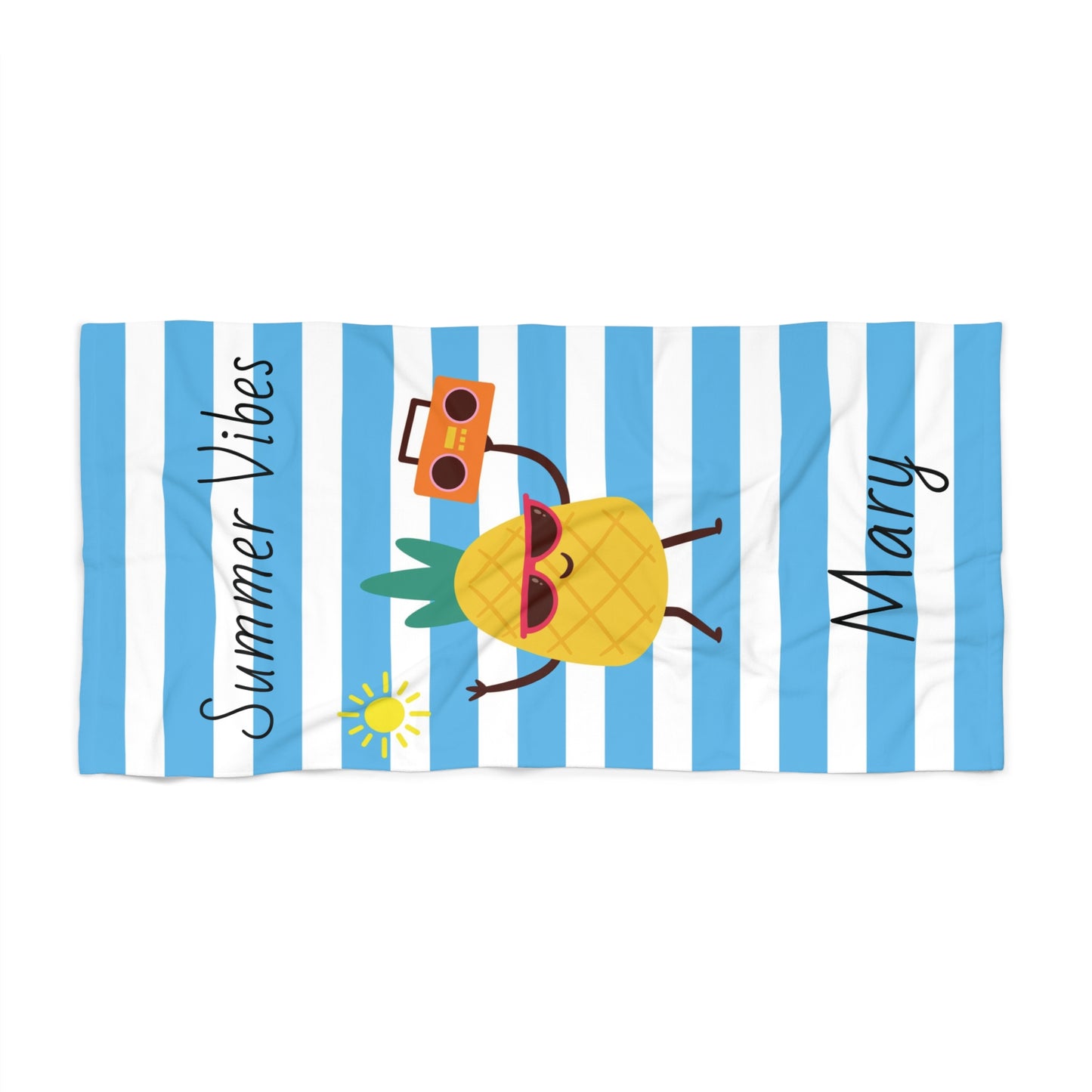 Personalized "Summer Vibes" Pineapple Beach Towel