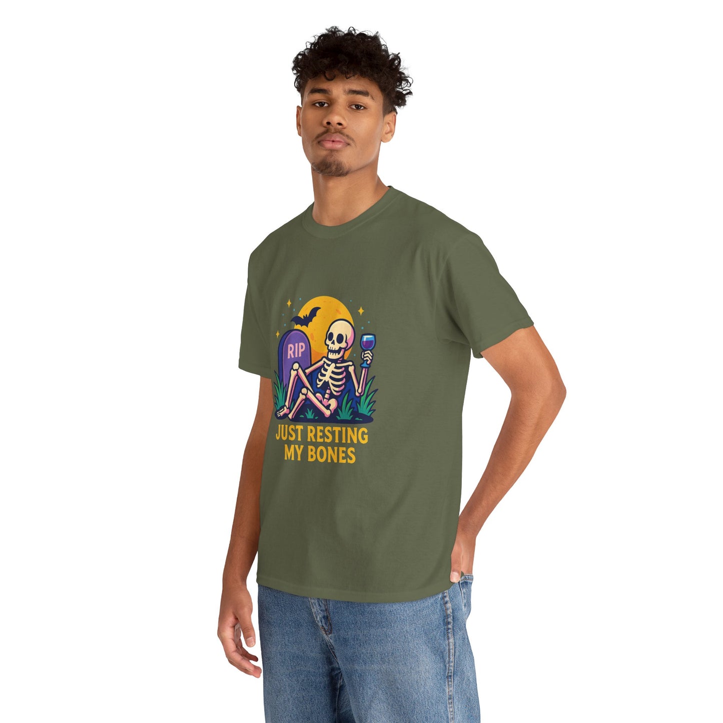 Skeleton Tee - Just Resting My Bones, Unisex Halloween Shirt