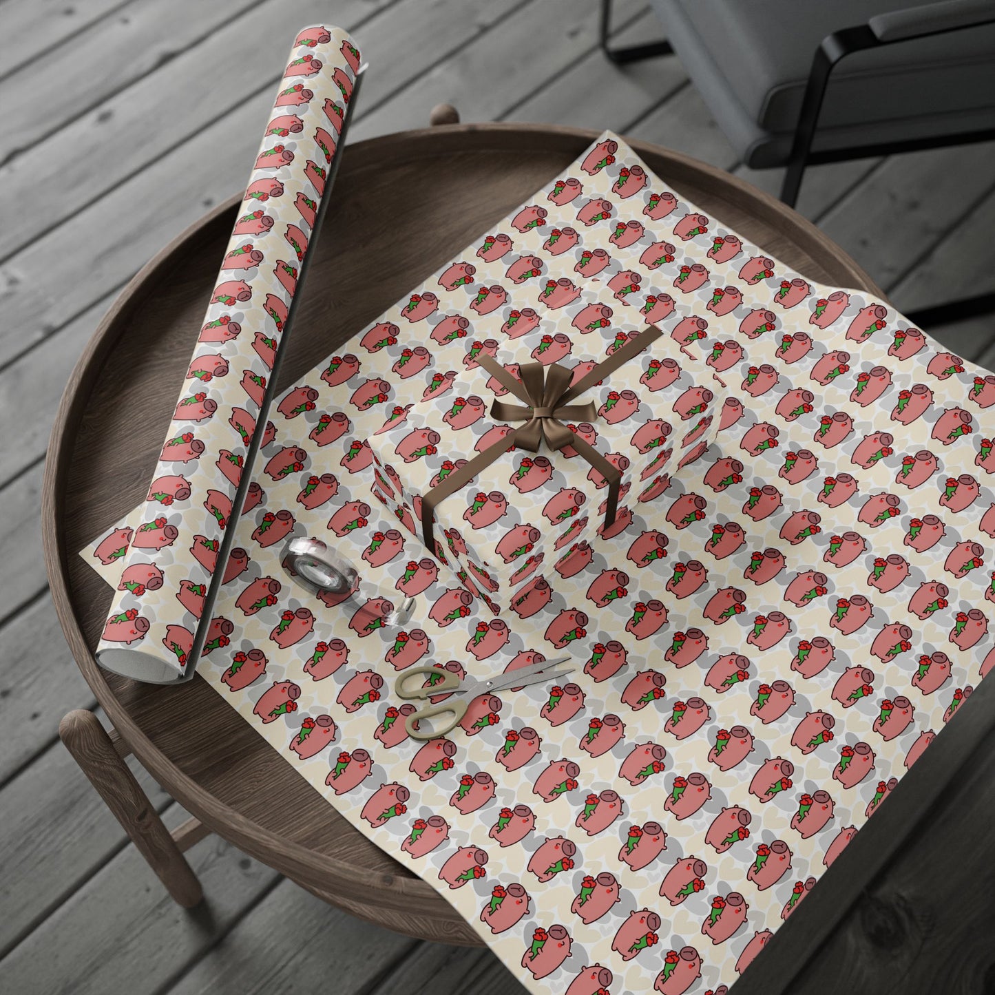 Valentine's Day Wrapping Paper — Cute Capybara Gift Wrap for Birthday, Baby Shower