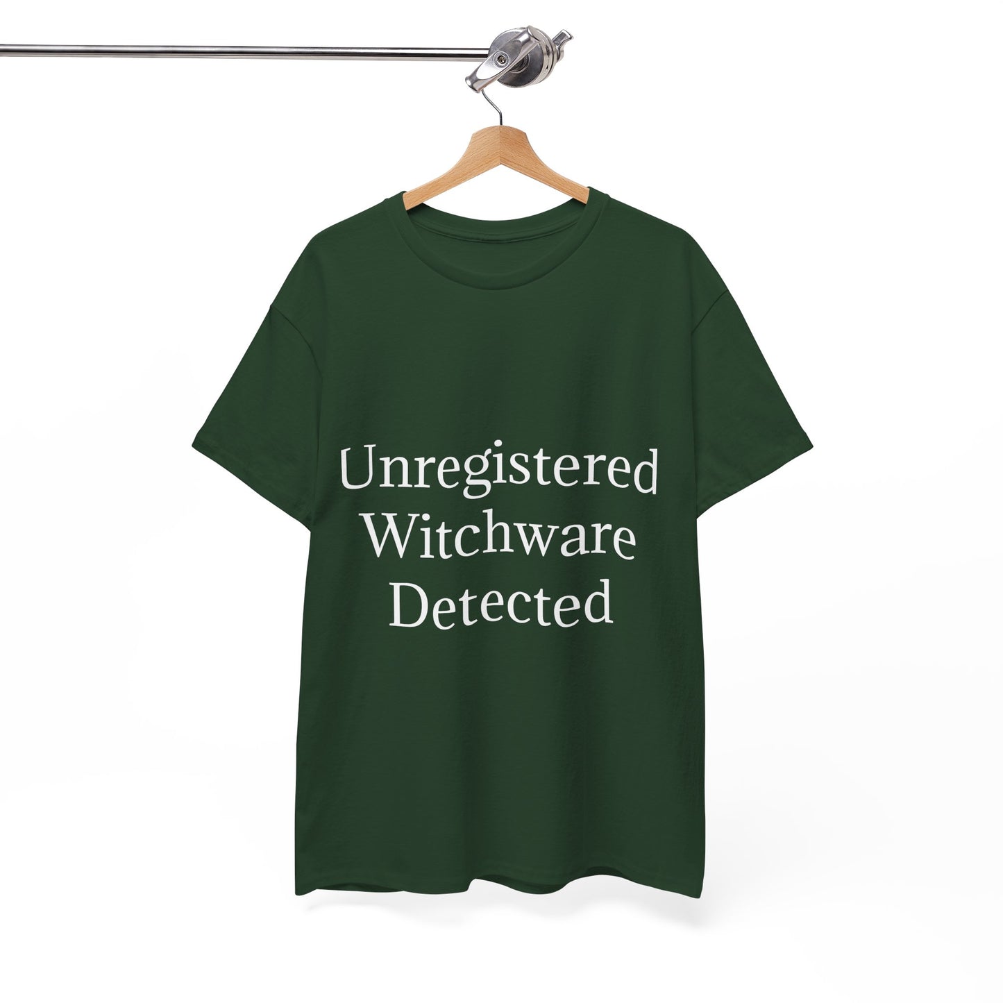 Unisex Heavy Cotton Tee - Unregistered Witchware Detected, Witchy Apparel, Halloween Tee