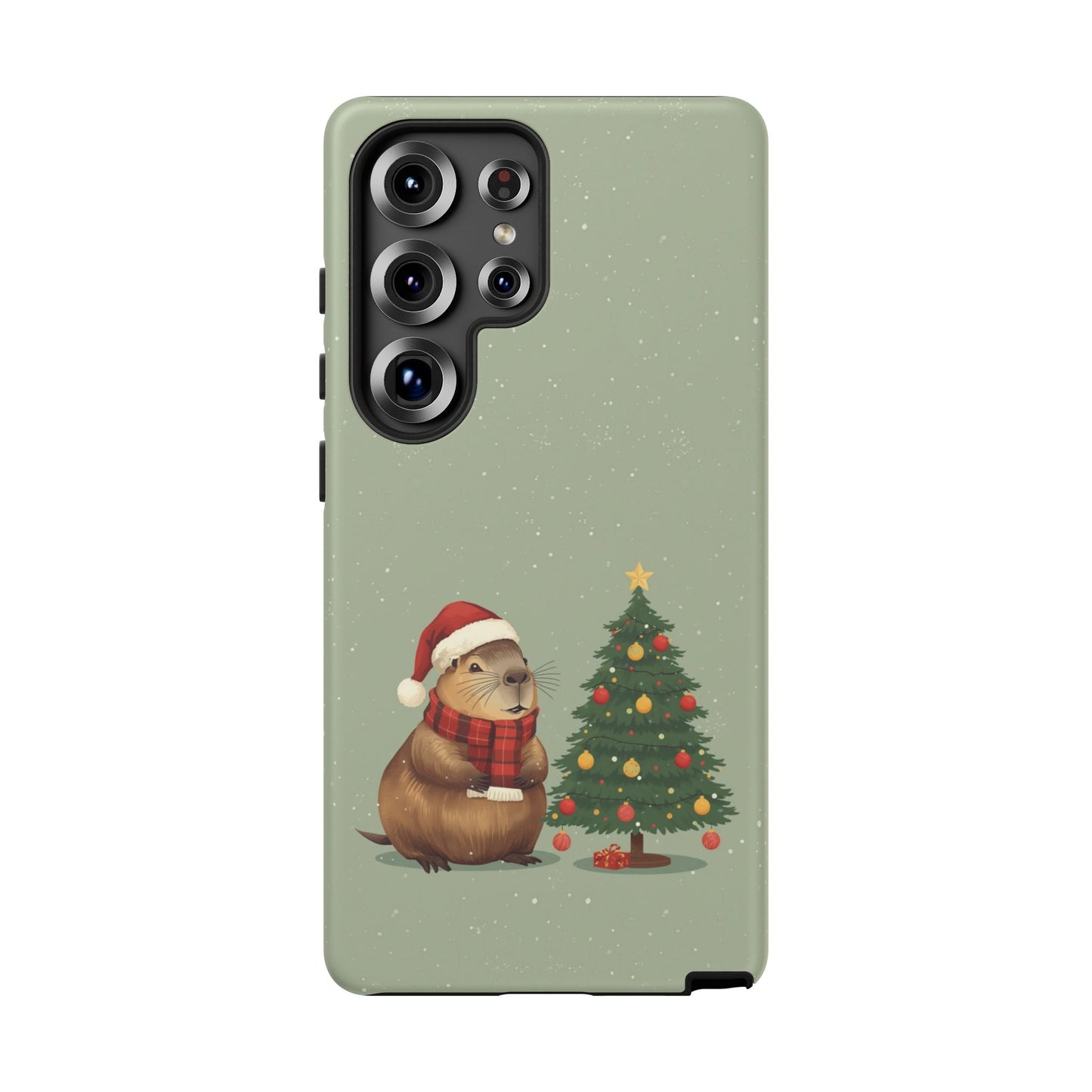 Christmas Phone Case with Capybara Design, Dual Layer Protective Case for Iphone 17, 16, 15, 14, 13 & Samsung