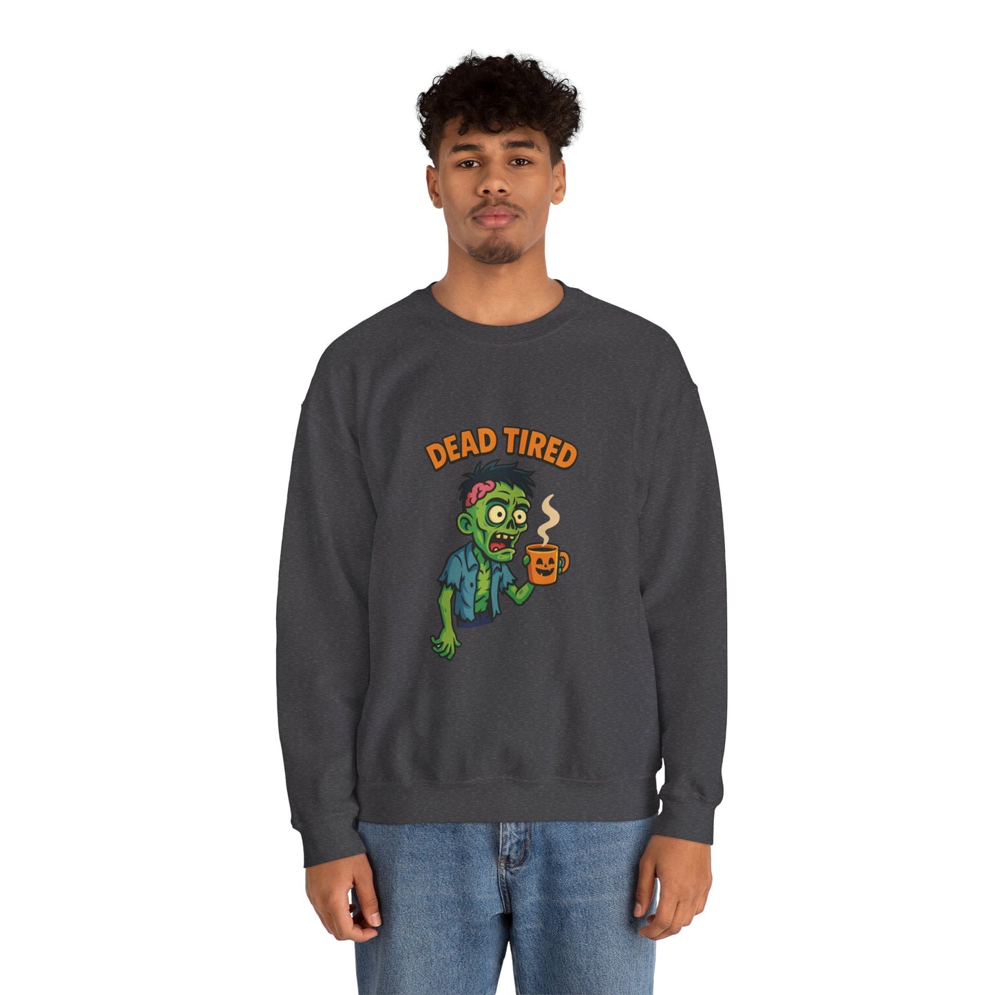 Dead Tired Zombie Sweatshirt, Funny Halloween Crewneck, Spooky Season Apparel