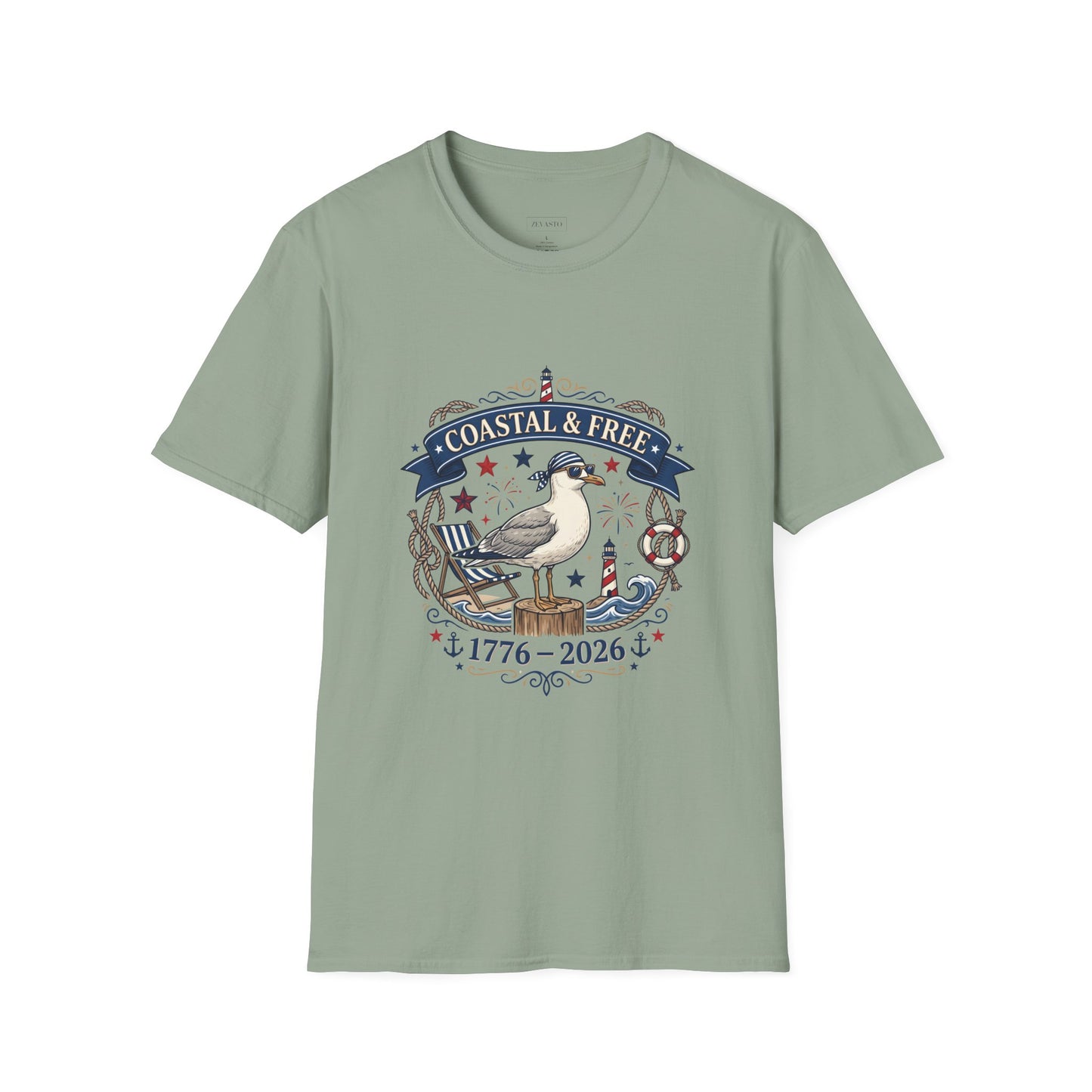 Coastal & Free Seagull T-Shirt — Patriotic 4th of July Tee