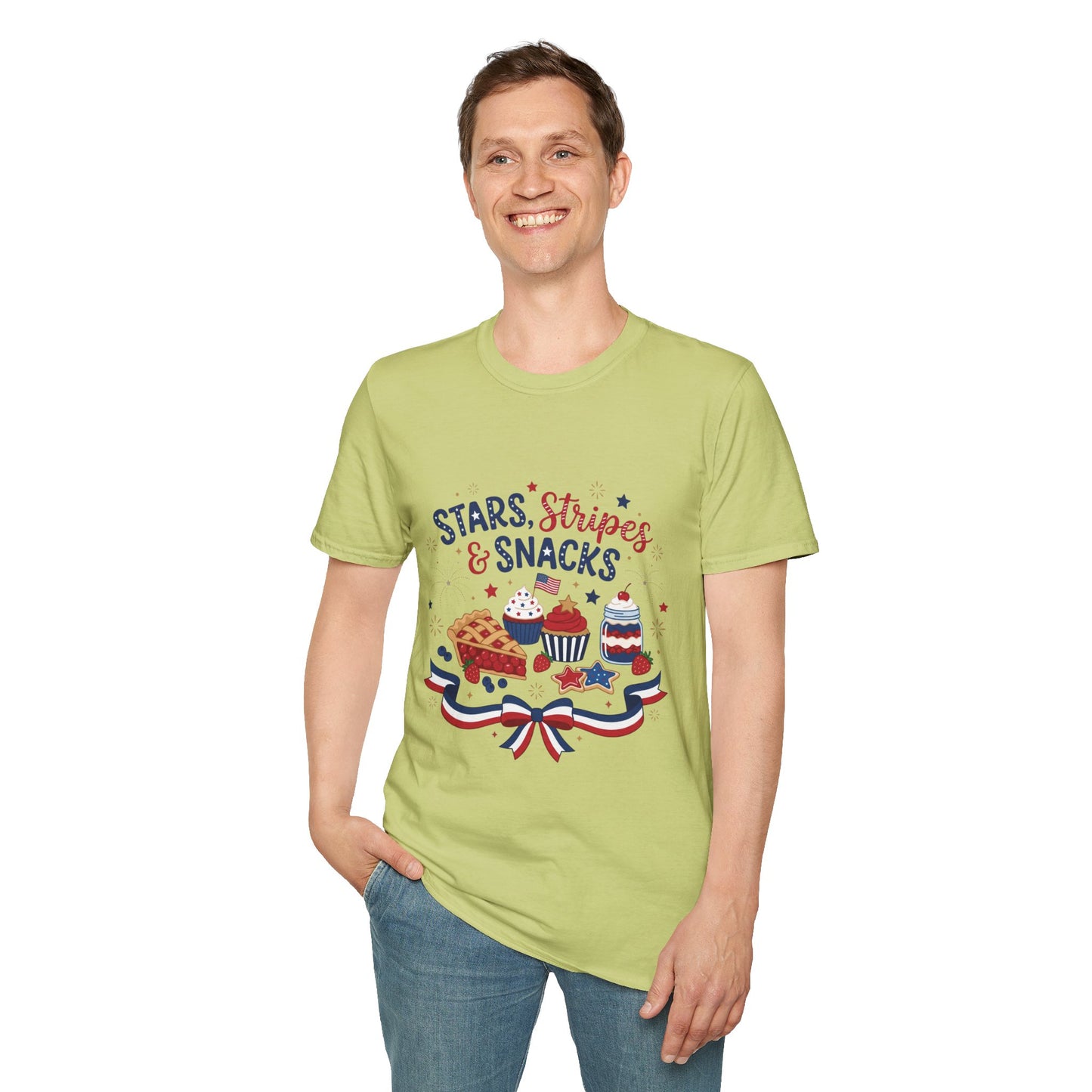 Stars, Stripes & Snacks T-Shirt — 4th of July Patriotic Dessert Tee