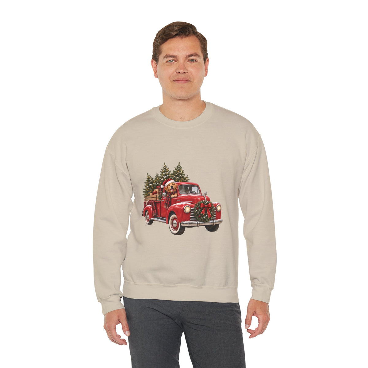 Vintage Red Truck Christmas Sweatshirt, Unisex Sweatshirt