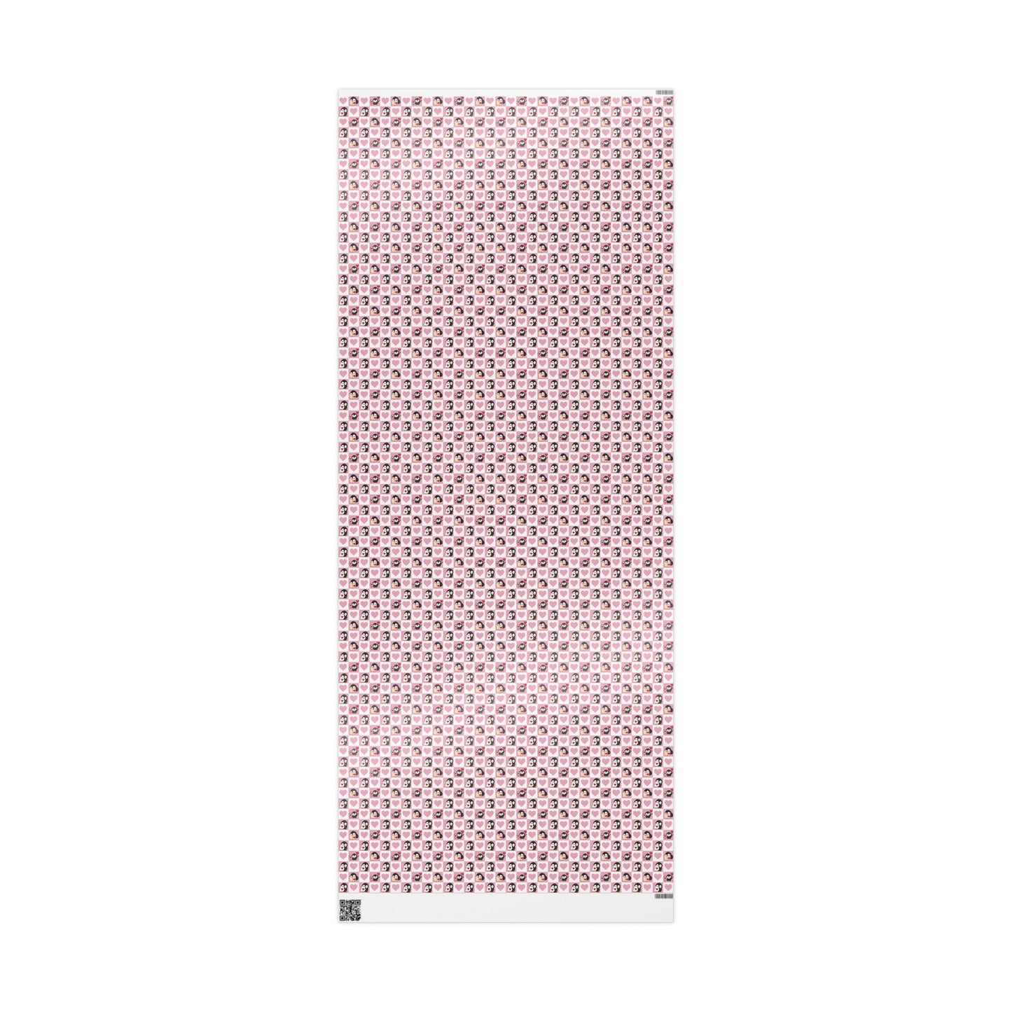 Penguin Hearts Wrapping Paper Roll — Pink Valentine Gift Wrap