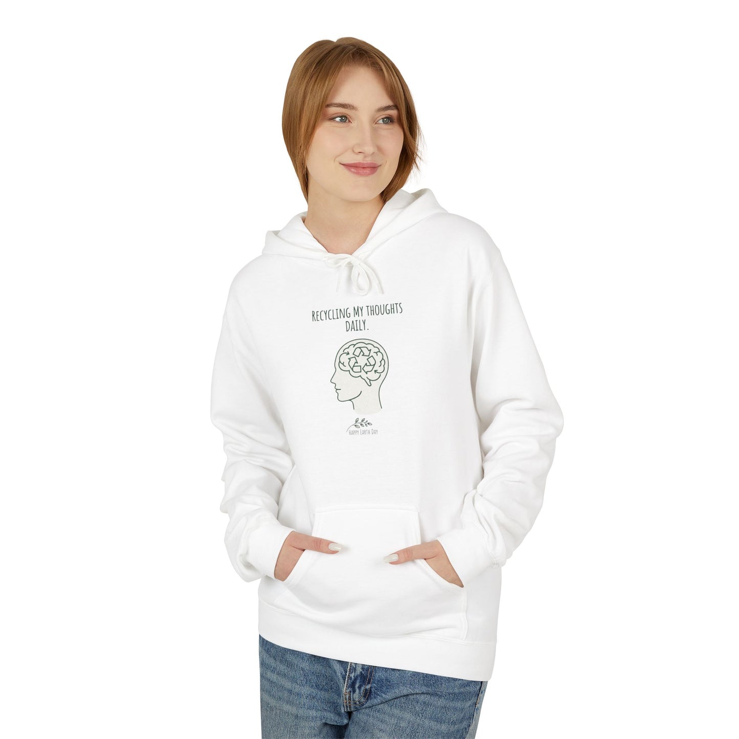 Recycling My Thoughts Daily Hoodie – Earth Day Mental Health Sweatshirt | Eco Mindfulness Unisex Hoodie | Minimal Green Aesthetic