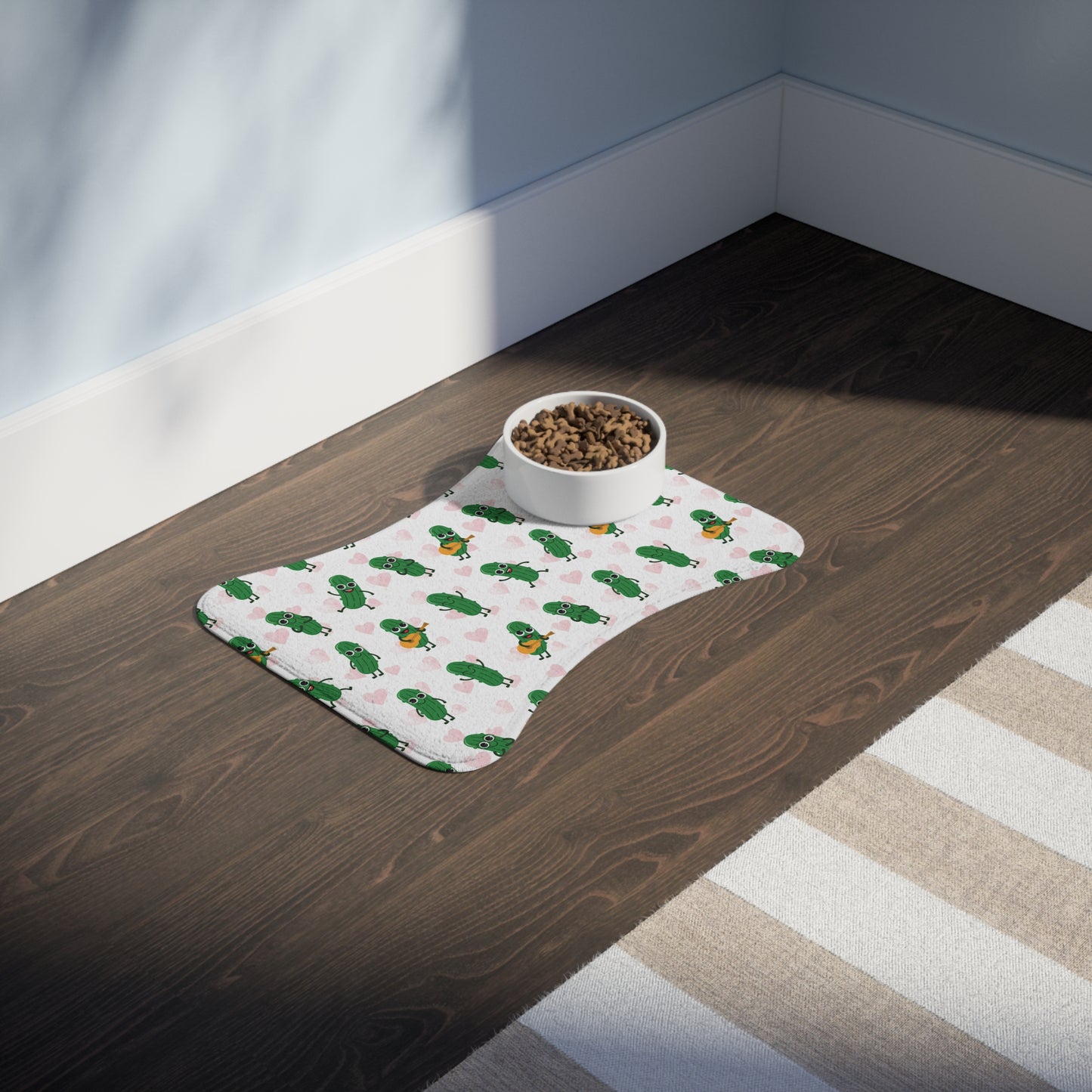 Pickle Pals Pet Feeding Mat — Cute Green Pickle Patterned Bowl Placemat