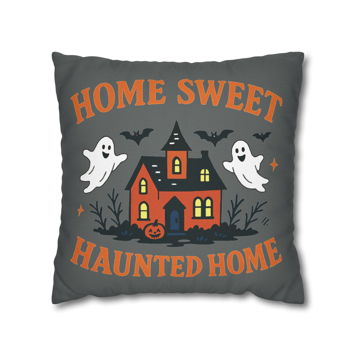Halloween Themed Square Pillowcase, Home Sweet Haunted Home Decor
