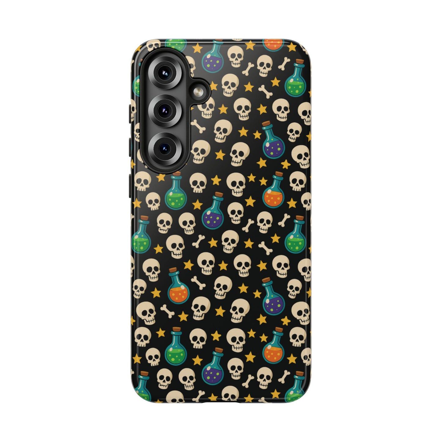 Skull & Potion Phone Case, Trendy Cell Phone Cover, Halloween Gift, Gothic Phone Accessory, Spooky Style Case, Tough Cases