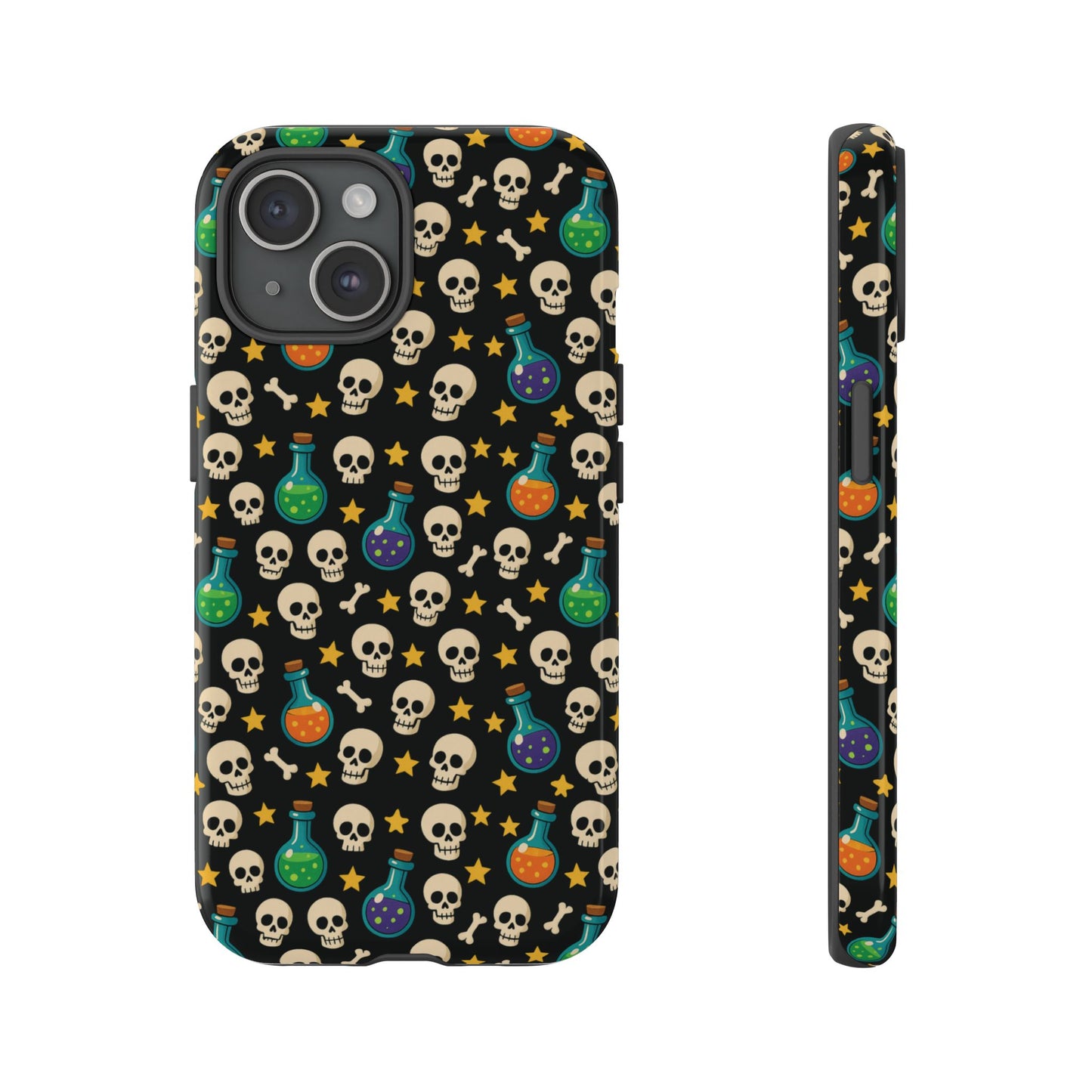 Skull & Potion Phone Case, Trendy Cell Phone Cover, Halloween Gift, Gothic Phone Accessory, Spooky Style Case, Tough Cases