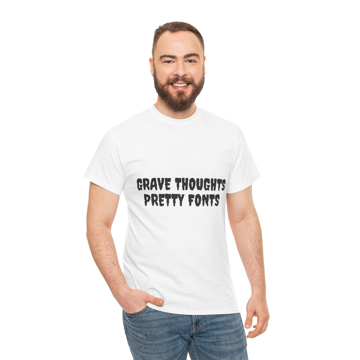 Grave Thoughts Pretty Fonts Tee | Unisex Heavy Cotton T-Shirt for Spooky Season