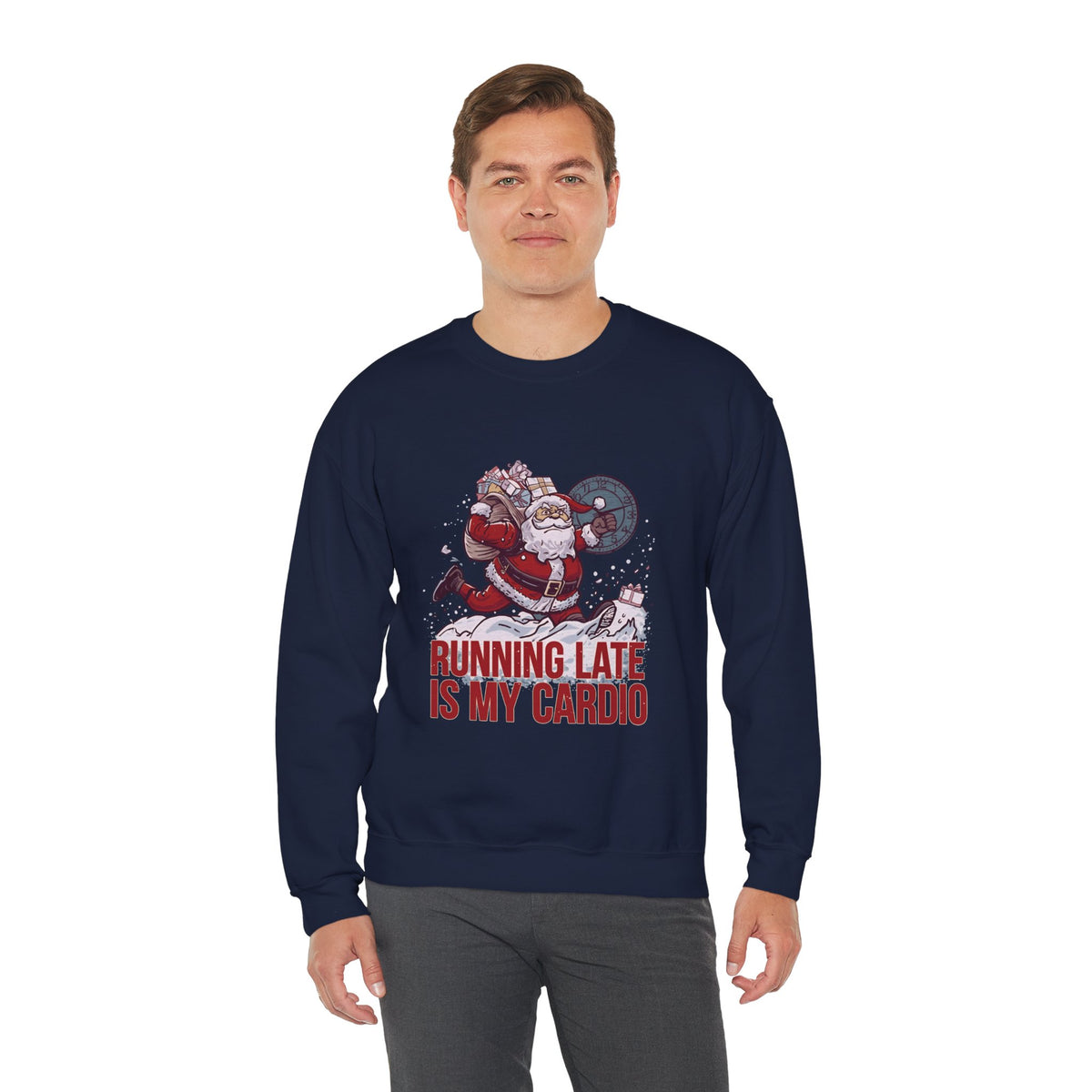 Santa Cardio Sweatshirt - Holiday Funny Gift, Christmas Apparel, Unisex Crewneck, Santa Workout
