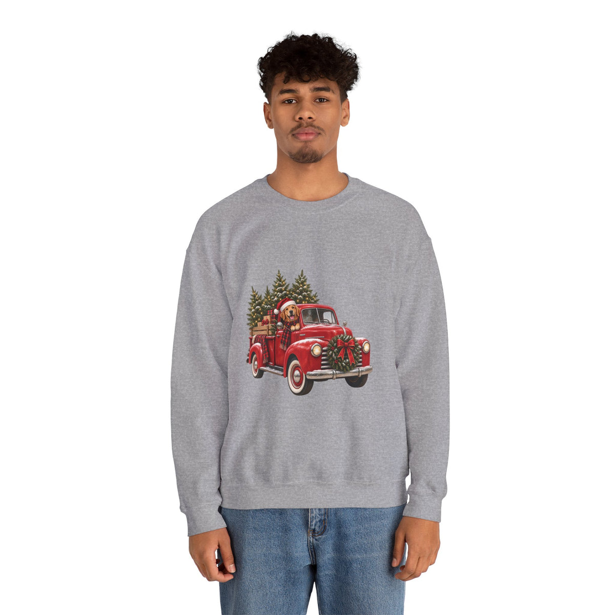 Vintage Red Truck Christmas Sweatshirt, Unisex Sweatshirt