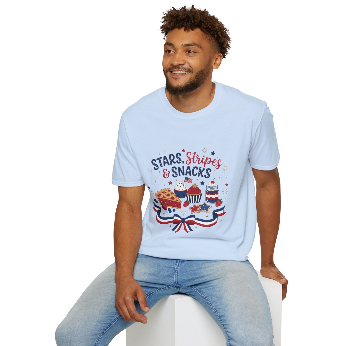 Stars, Stripes & Snacks T-Shirt — 4th of July Patriotic Dessert Tee