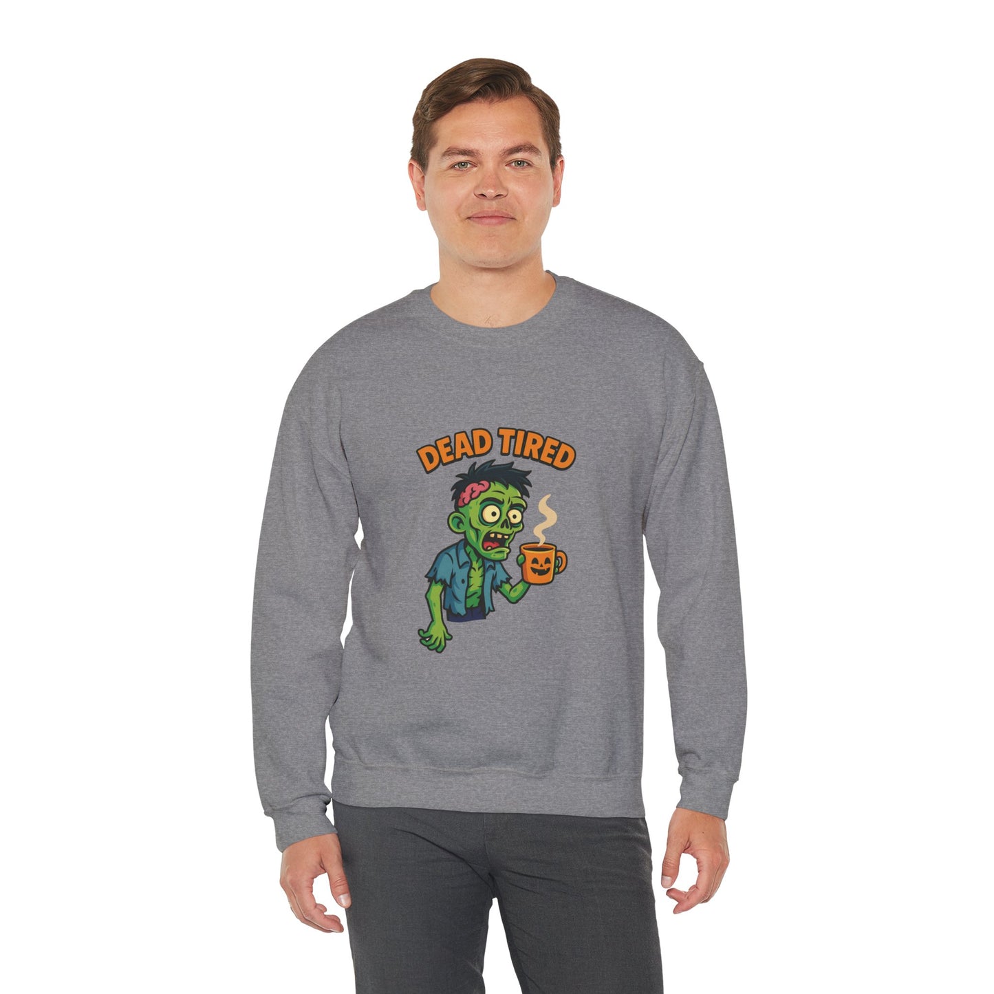 Dead Tired Zombie Sweatshirt, Funny Halloween Crewneck, Spooky Season Apparel