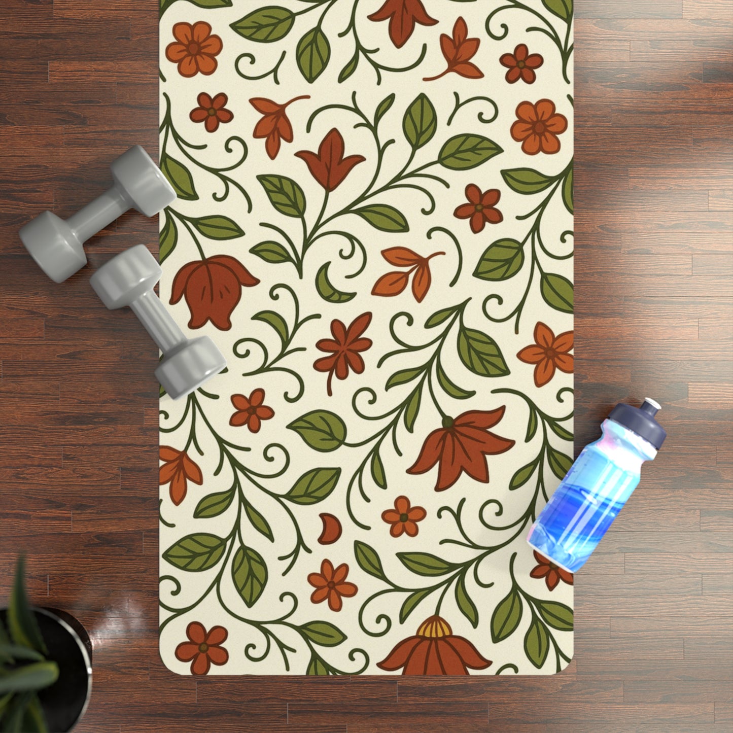 Floral Rubber Yoga Mat - Non-Slip Exercise Mat for Home, Gym, Fitness, Meditation, Eco-Friendly Yoga