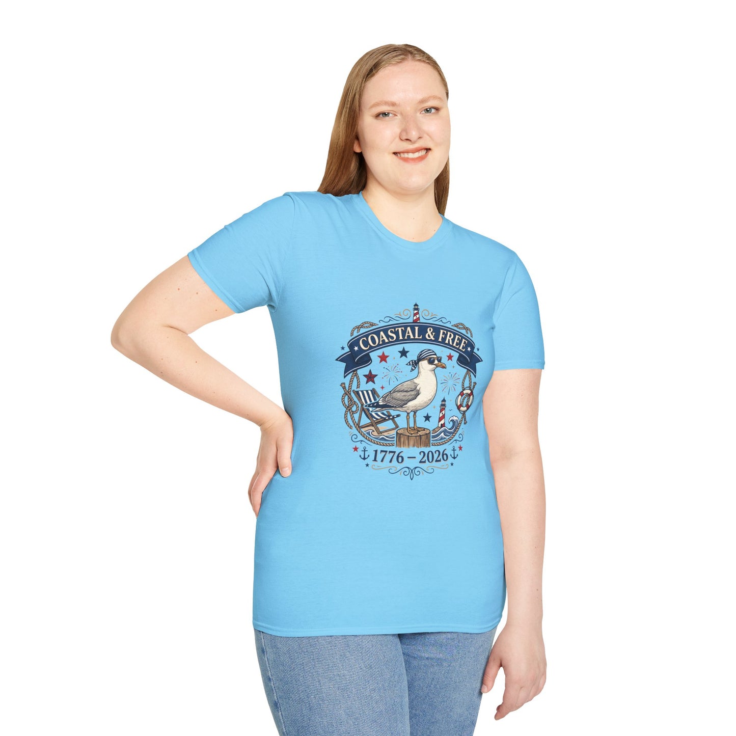 Coastal & Free Seagull T-Shirt — Patriotic 4th of July Tee