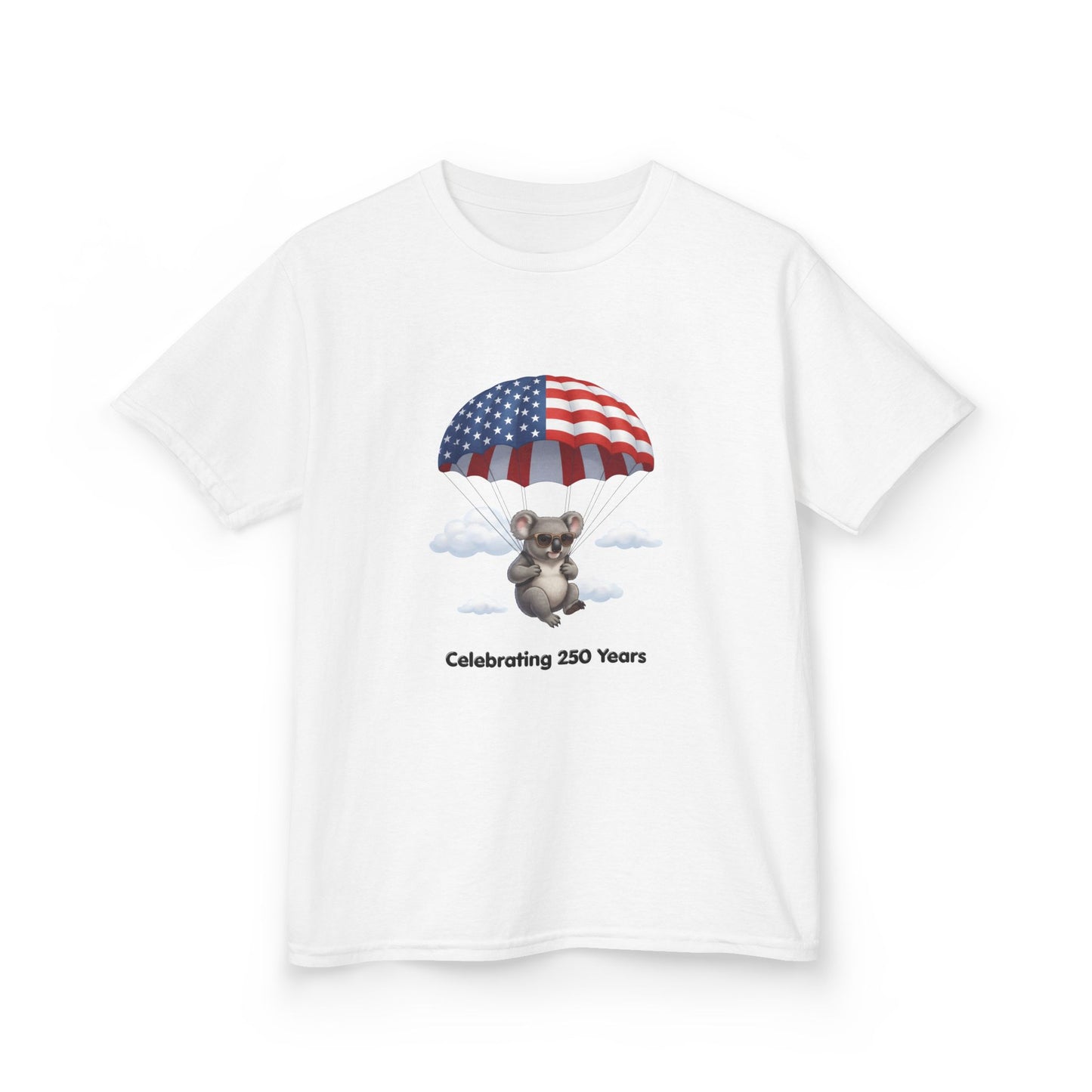 Kids Tee — Patriotic Koala Design, "Celebrating 250 Years"
