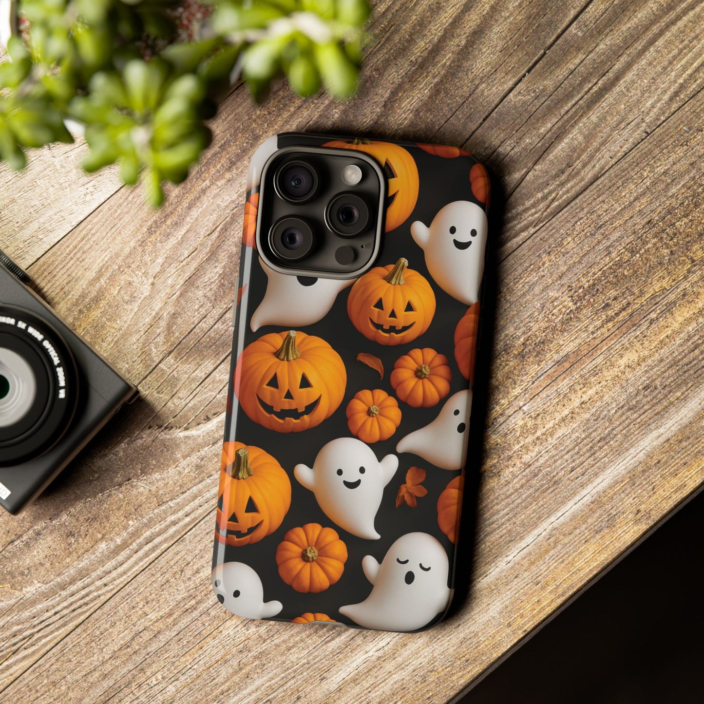 Halloween Phone Case, Spooky Ghosts and Pumpkins Design