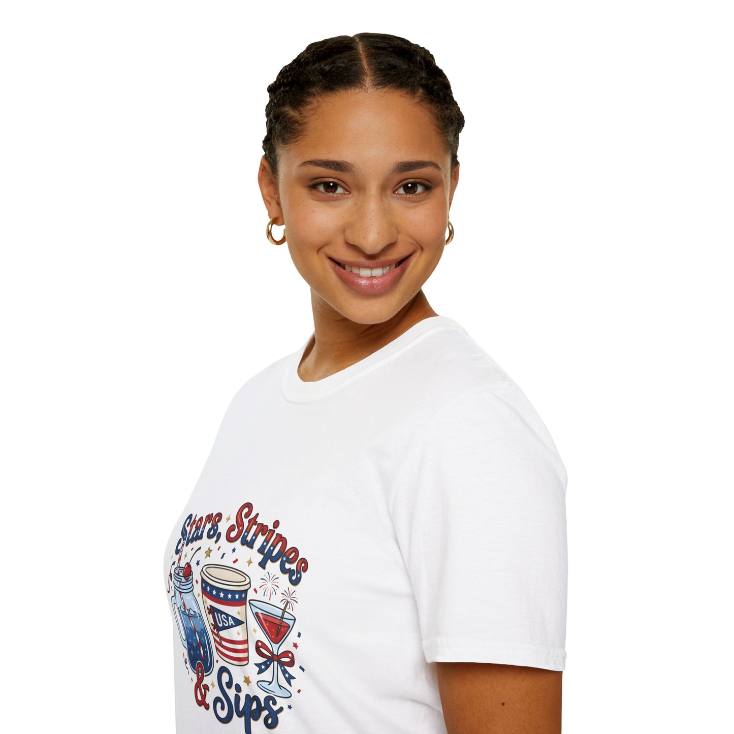 Patriotic "Stars, Stripes & Sips" T-Shirt