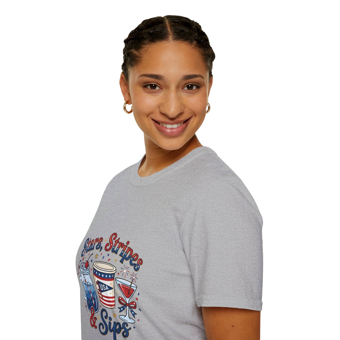 Patriotic "Stars, Stripes & Sips" T-Shirt