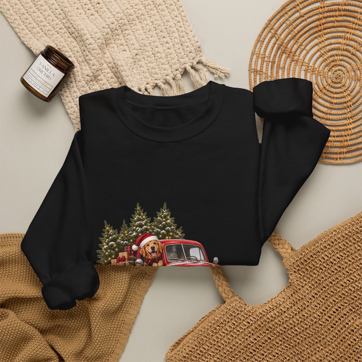 Vintage Red Truck Christmas Sweatshirt, Unisex Sweatshirt