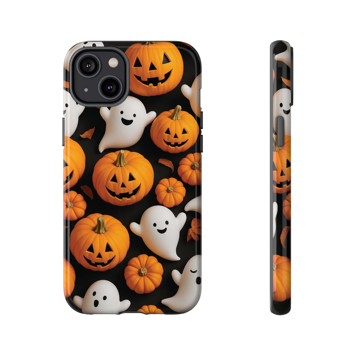 Halloween Phone Case, Spooky Ghosts and Pumpkins Design