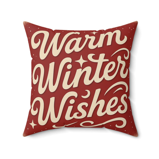 Warm Winter Wishes Throw Pillow, Festive Christmas Decor