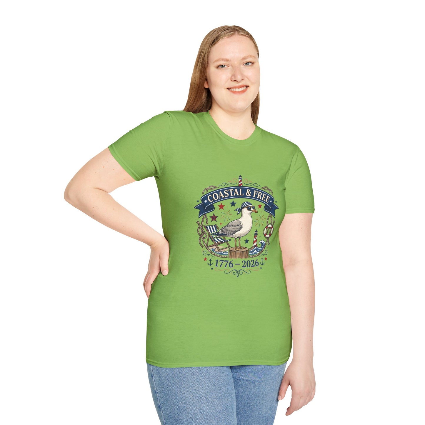 Coastal & Free Seagull T-Shirt — Patriotic 4th of July Tee