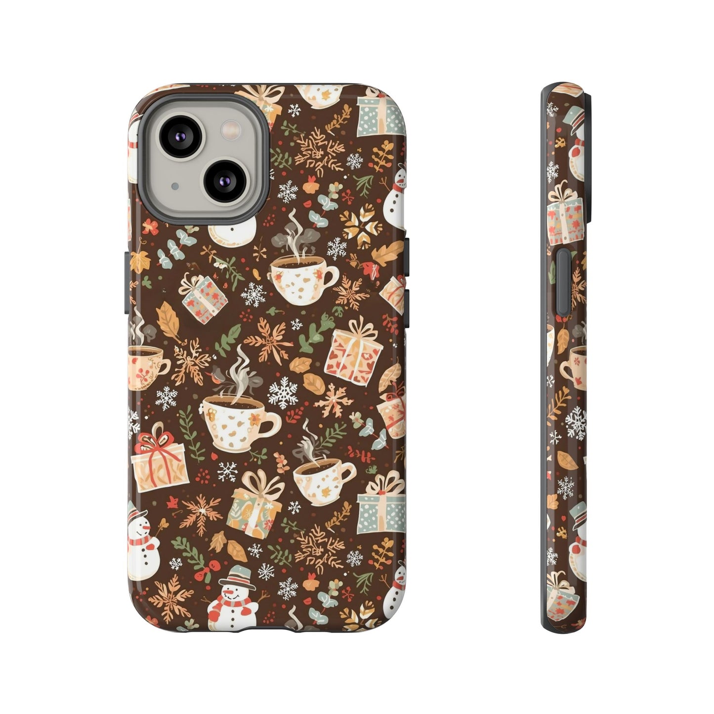 Christmas Phone Case, Winter Holiday Phone Case with Snowmen and Gifts Design for Iphone 17, 16, 15, 14, 13, 12, 11 & Samsung