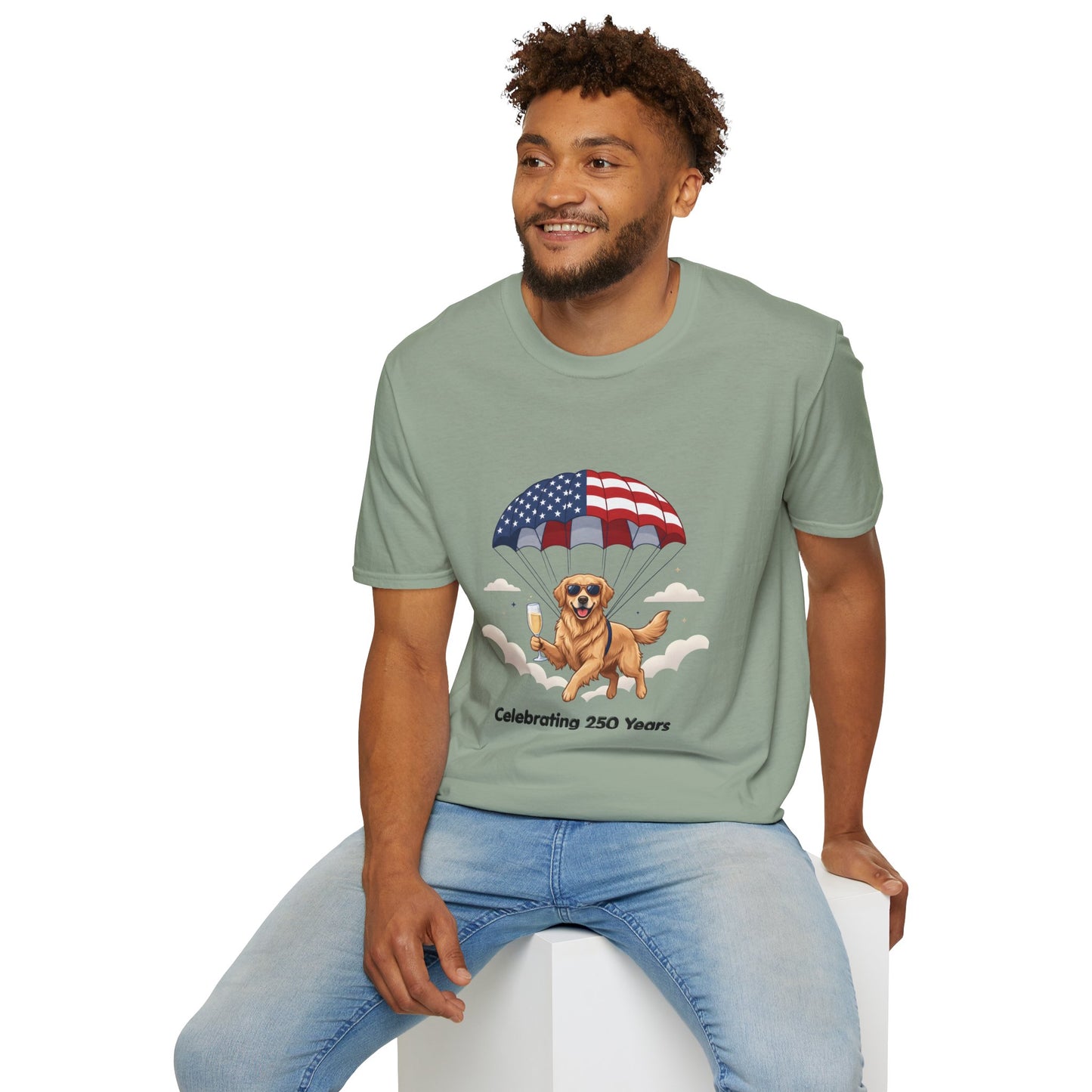 Patriotic Golden Retriever T-Shirt — "Celebrating 250 Years"