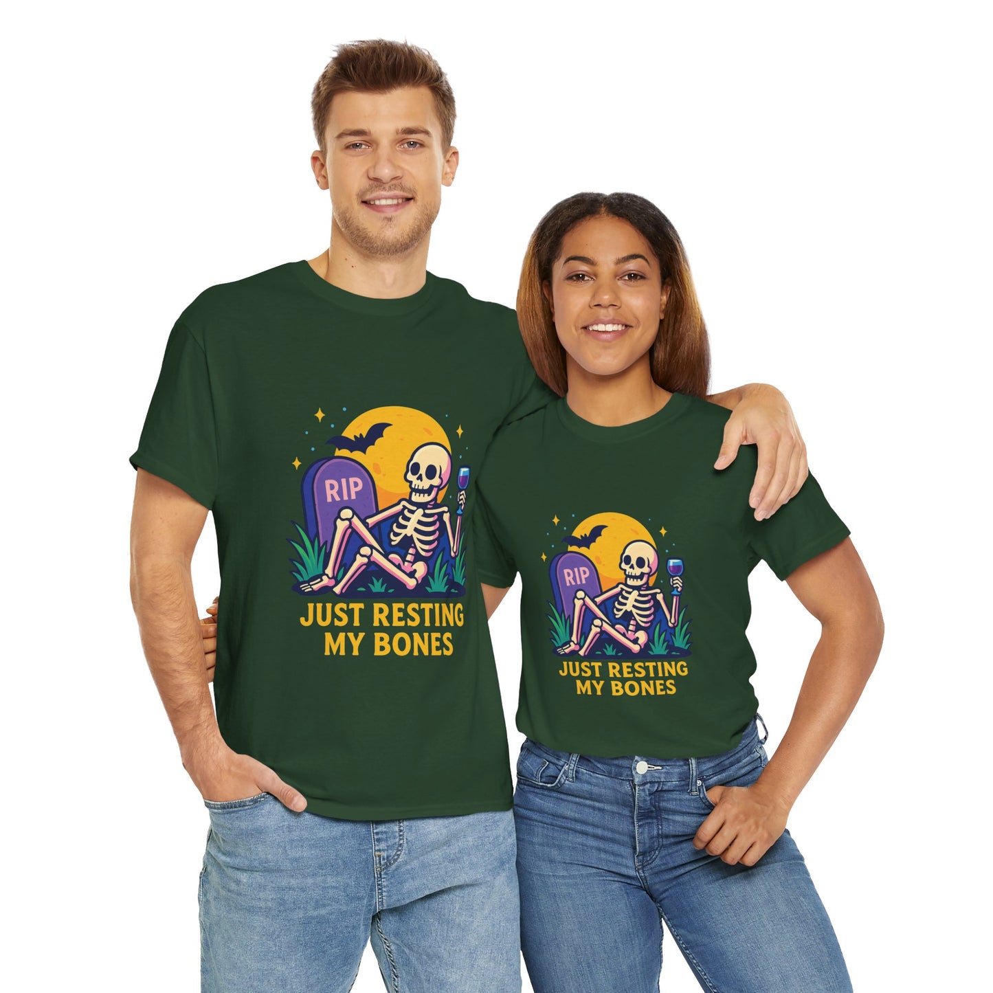 Skeleton Tee - Just Resting My Bones, Unisex Halloween Shirt